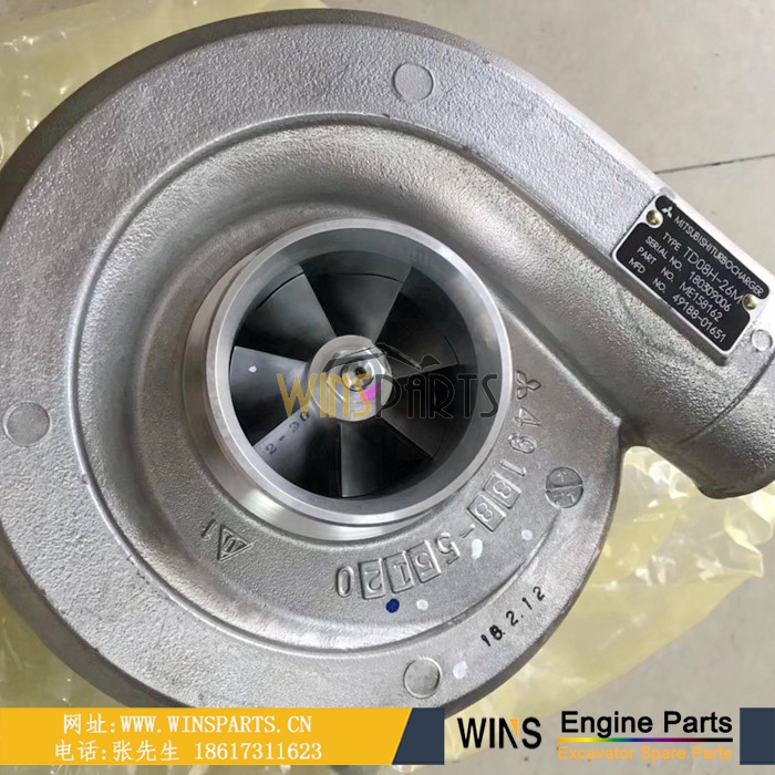 VAME158162 ME158162 4949188-01651 TD08H-26M 180309006 <a href=//www.mentye.com/Engine-Mitsubishi.html target='_blank'>三菱</a>6D22T 6D22-T发动机增压器用于神钢SK480LC-6E挖掘机