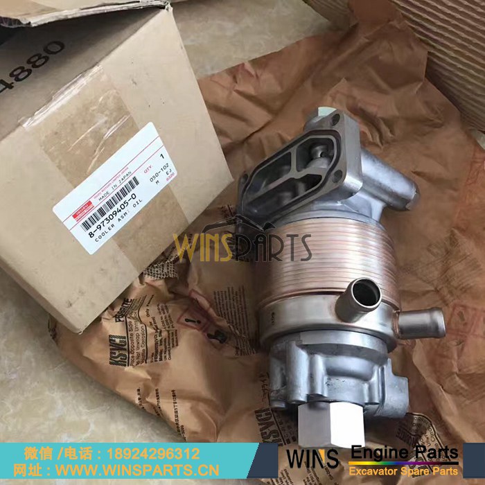 8-97309405-0 8973094050 897309-4050 原装五十铃 4jg1t 4JG1发动机 机油冷却 机油散热器 总成 用于<a href=//www.mentye.com/riliwajueji.html target='_blank'>日立</a> ZX70 EX75神钢 SK70 SK80 凯斯挖掘机配件
